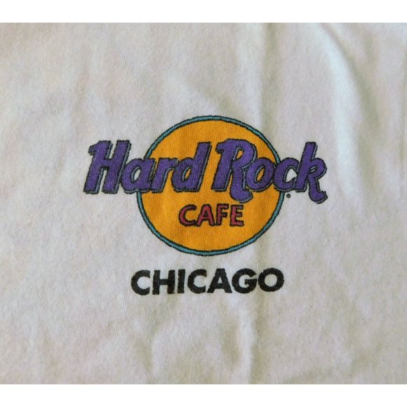 Hard Rock Cafe Chicago Tee Shirt XL White Guitars Short Sleeve Illinois Cotton - Picture 4 of 7